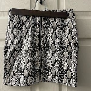 Leopard print faux leather skirt